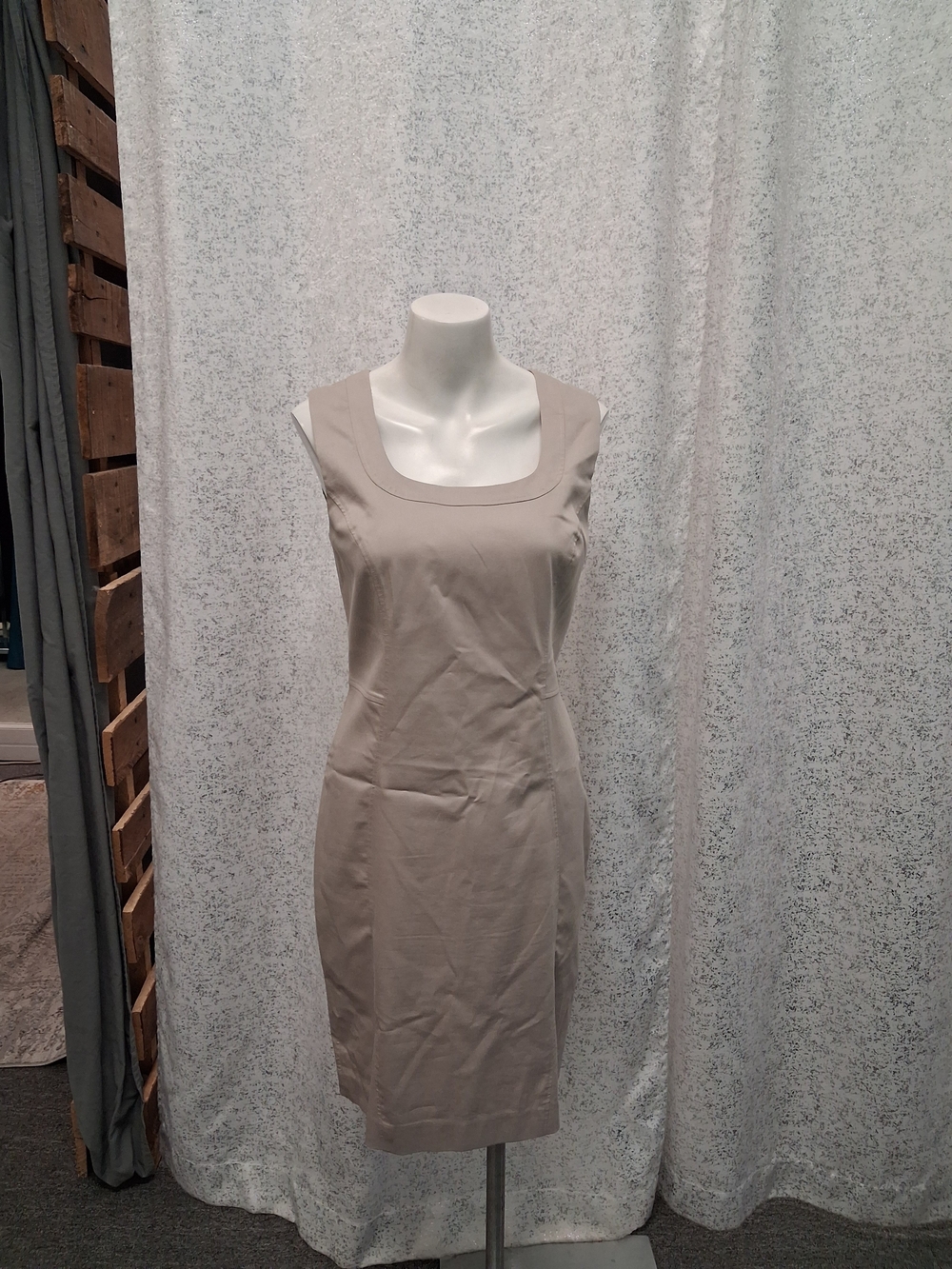 Ann Taylor Taupe Square-Neck Sheath Dress